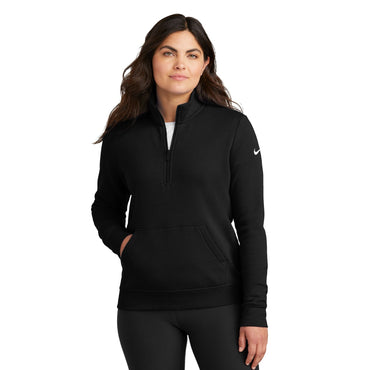 Nike-Nike Women's Club Fleece Sleeve Swoosh 1/2-Zip NKDX6720-MedTech-2