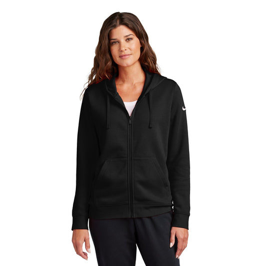 Nike-Nike Women's Club Fleece Sleeve Swoosh Full-Zip Hoodie NKFD9890-MedTech-1
