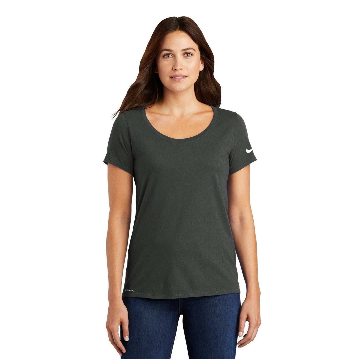 Nike-Nike Women's Dri-FIT Cotton/Poly Scoop Neck Tee. NKBQ5234-MedTech-1