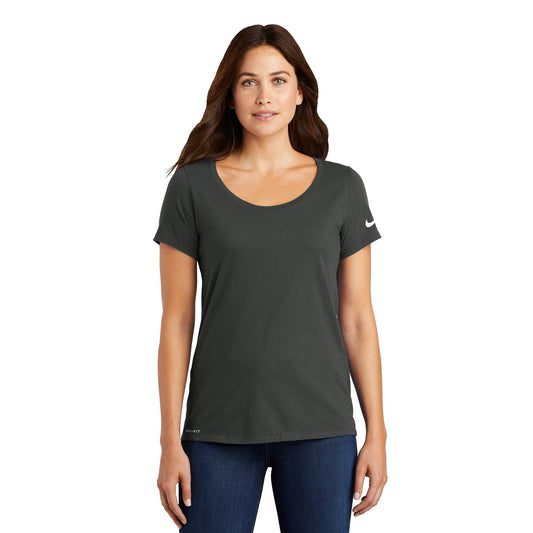 Nike-Nike Women's Dri-FIT Cotton/Poly Scoop Neck Tee. NKBQ5234-MedTech-1