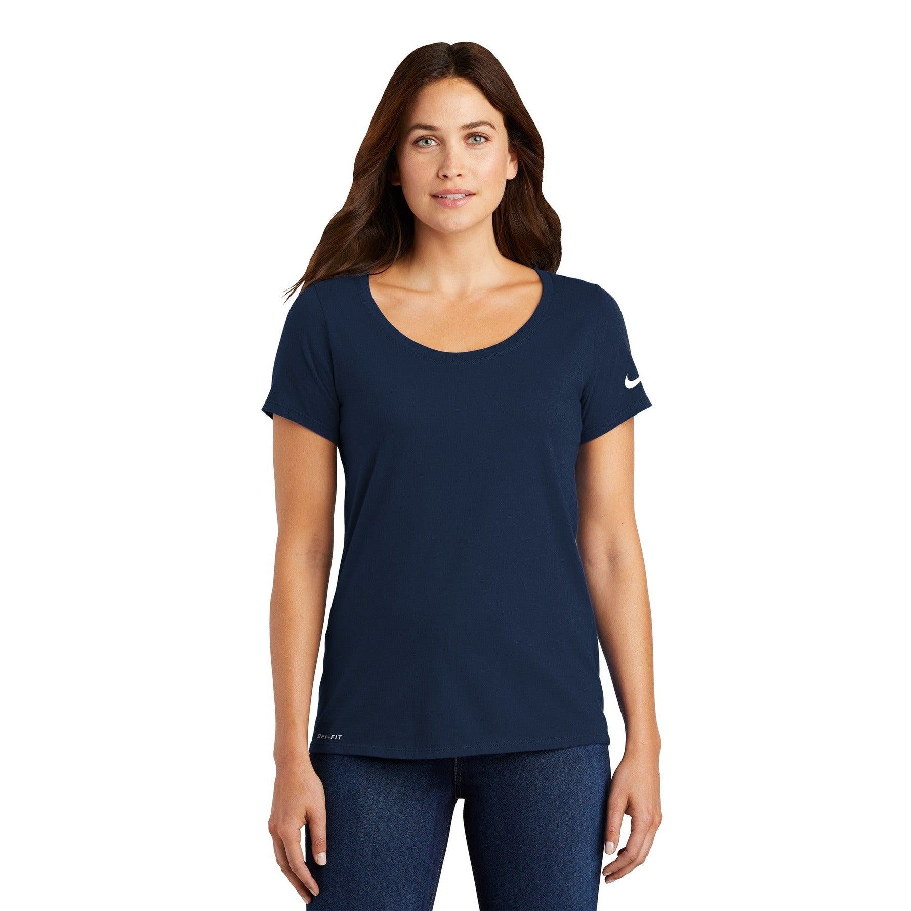 Nike-Nike Women's Dri-FIT Cotton/Poly Scoop Neck Tee. NKBQ5234-MedTech-3