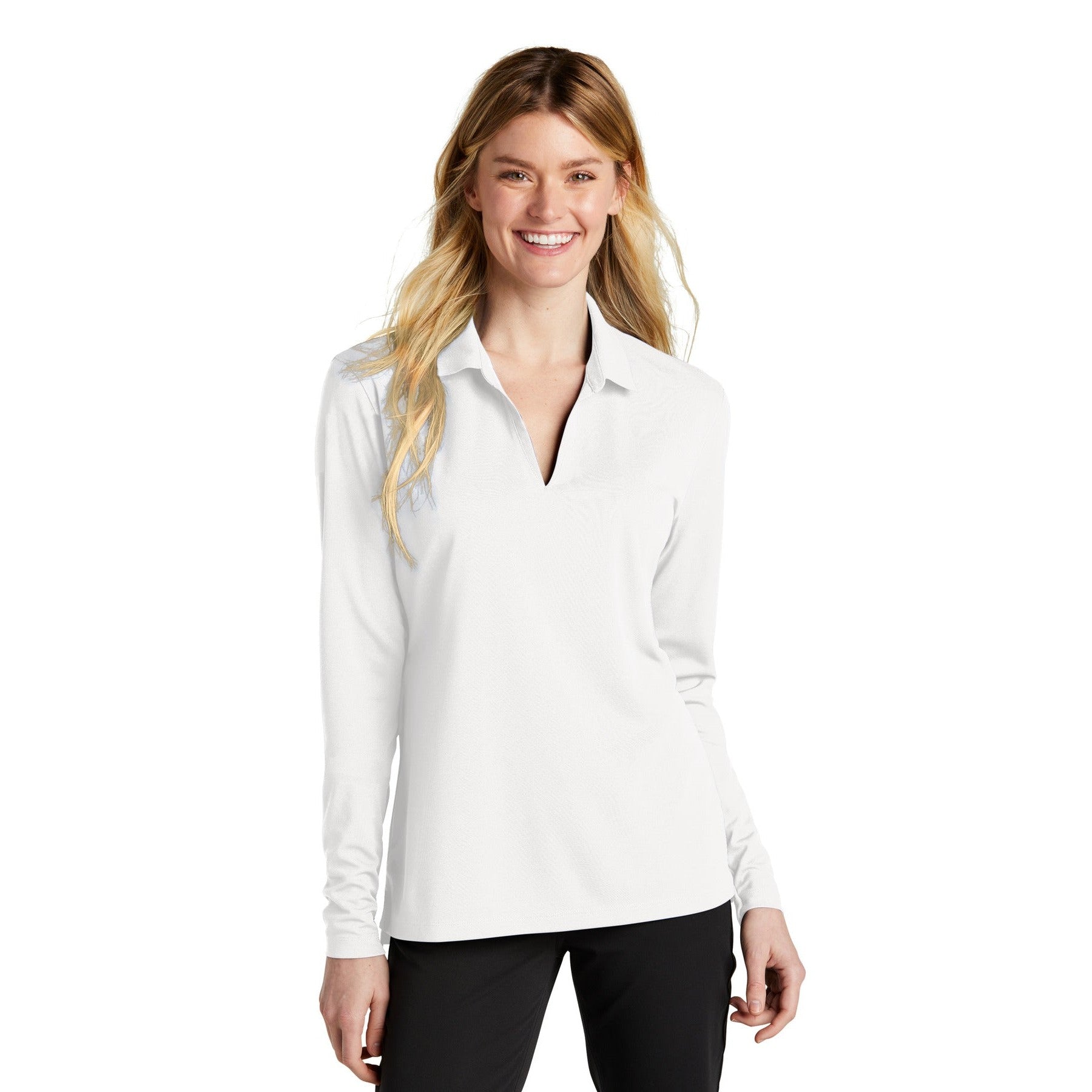 Nike-Nike Women's Dri-FIT Micro Pique 2.0 Long Sleeve Polo NKDC2105-MedTech-7