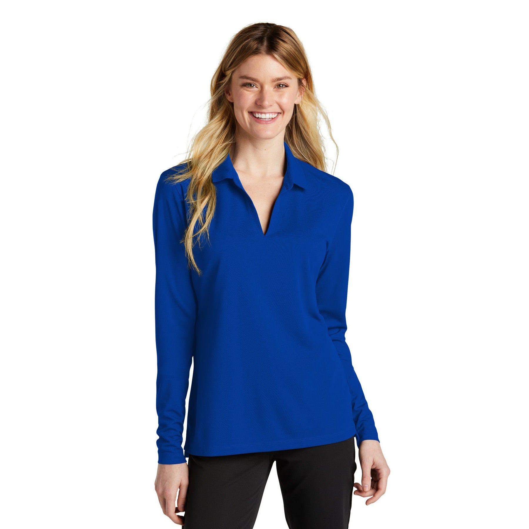 Nike-Nike Women's Dri-FIT Micro Pique 2.0 Long Sleeve Polo NKDC2105-MedTech-3