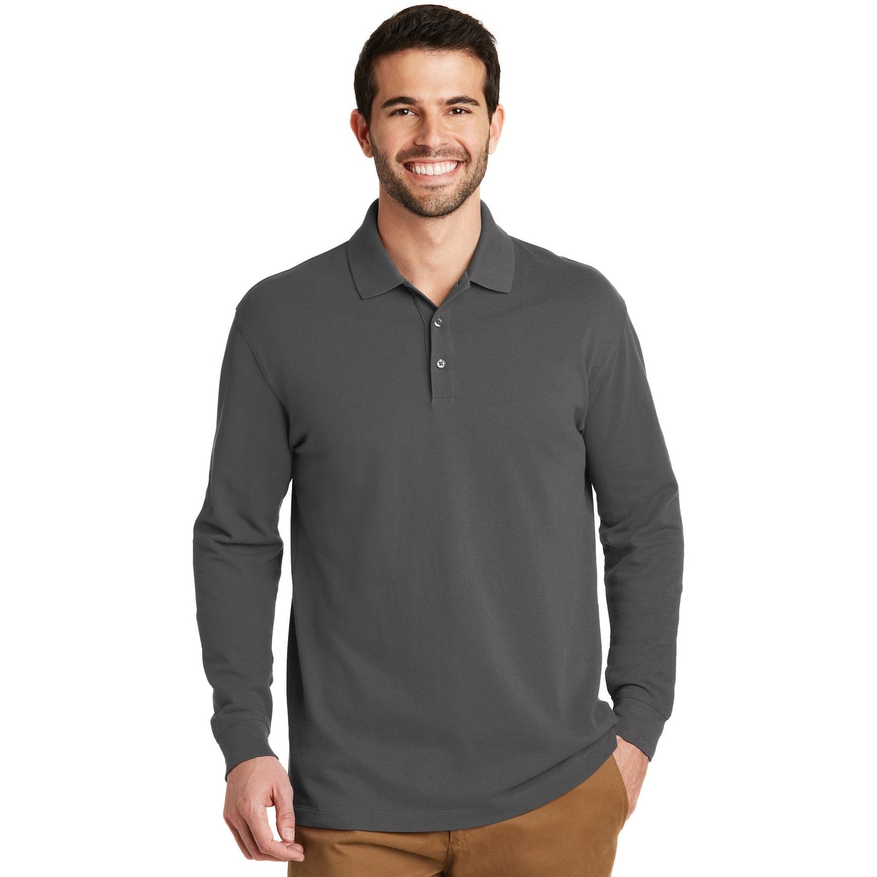 Port Authority-Port Authority® EZCotton® Long Sleeve Polo. K8000LS-MedTech-4