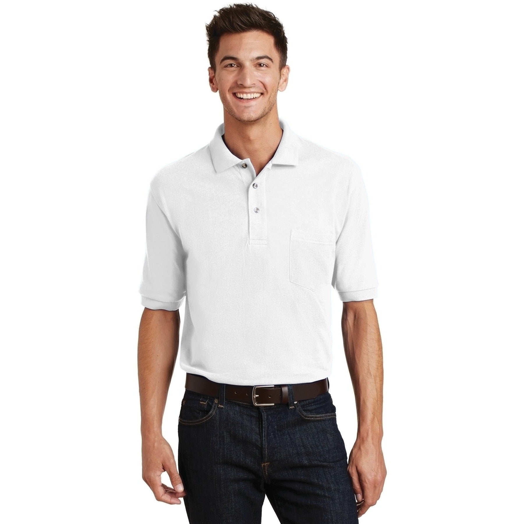 Port Authority-Port Authority® Heavyweight Cotton Pique Polo with Pocket. K420P-MedTech-5