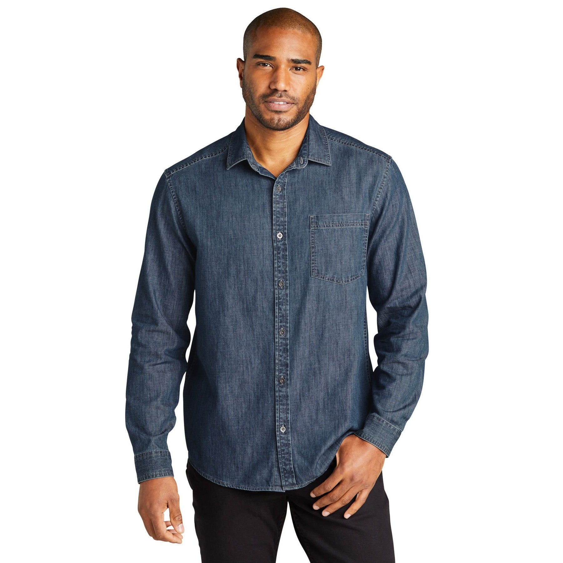 Port Authority-Port Authority® Long Sleeve Perfect Denim Shirt W676-MedTech-2
