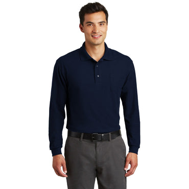 Port Authority-Port Authority® Long Sleeve Silk Touch™ Polo with Pocket. K500LSP-MedTech-2