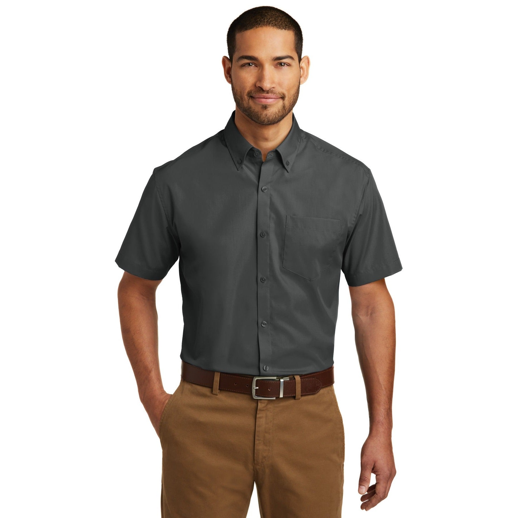 Port Authority-Port Authority® Short Sleeve Carefree Poplin Shirt. W101-MedTech-2