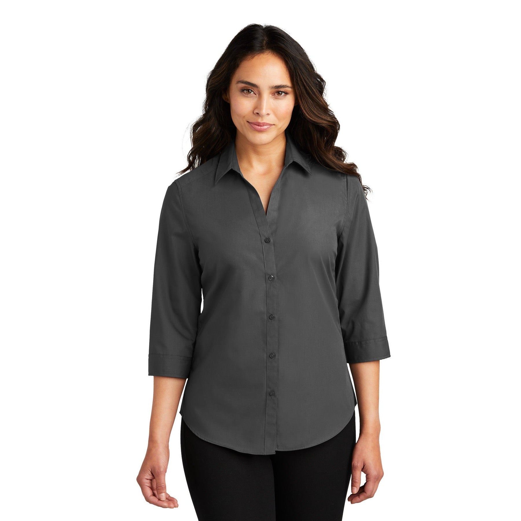 Port Authority-Port Authority® Women's 3/4-Sleeve Carefree Poplin Shirt. LW102-MedTech-3