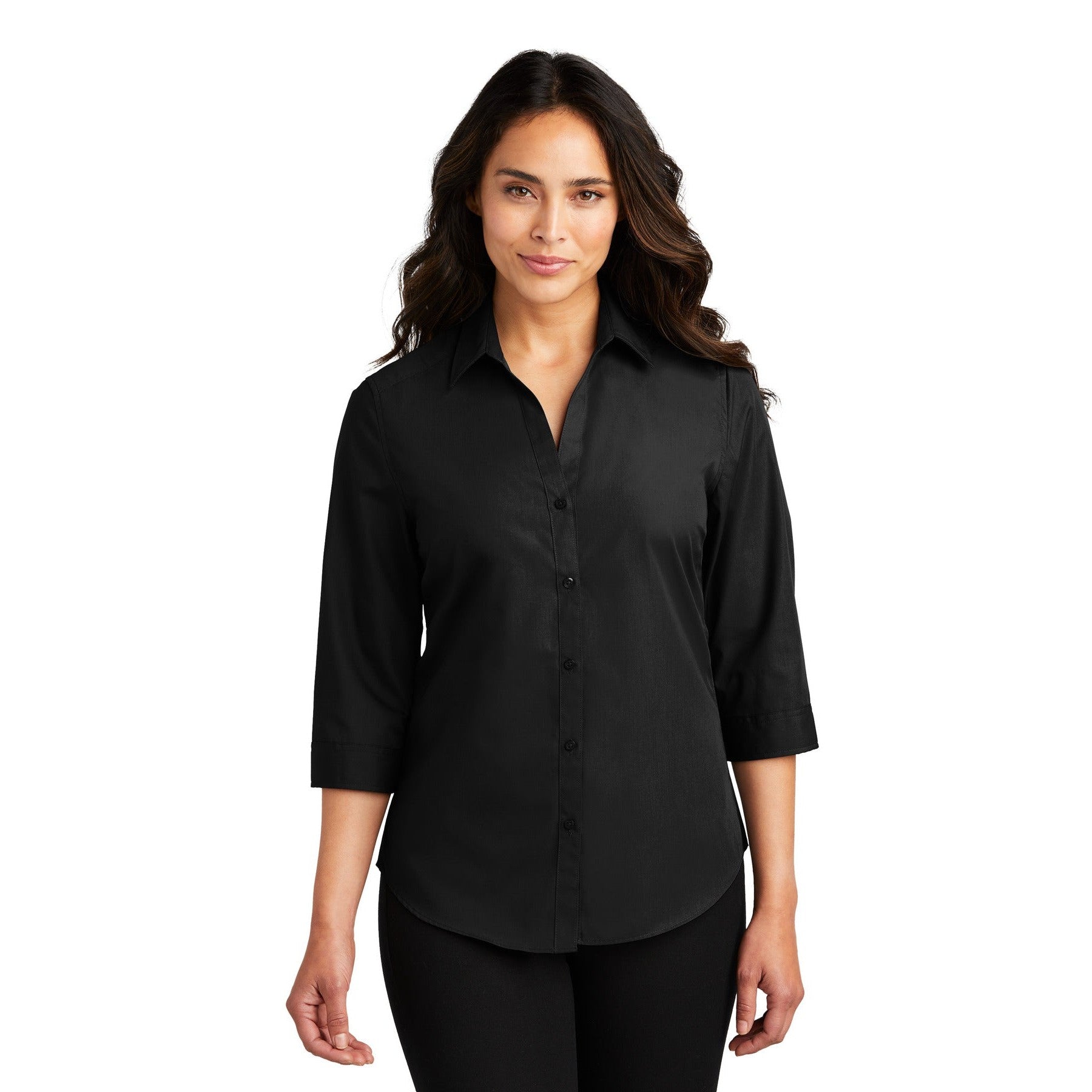 Port Authority-Port Authority® Women's 3/4-Sleeve Carefree Poplin Shirt. LW102-MedTech-2