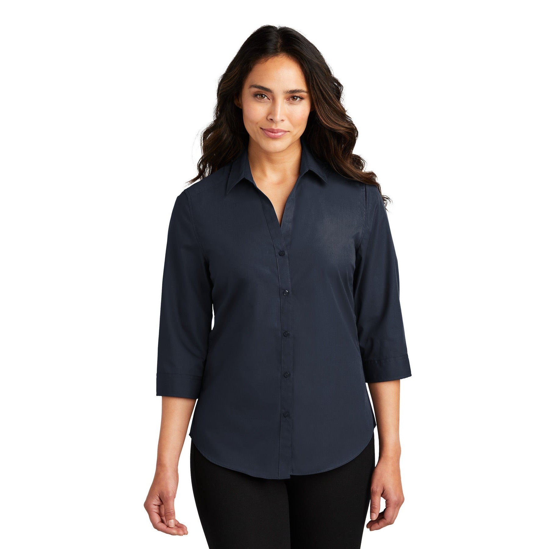 Port Authority-Port Authority® Women's 3/4-Sleeve Carefree Poplin Shirt. LW102-MedTech-4