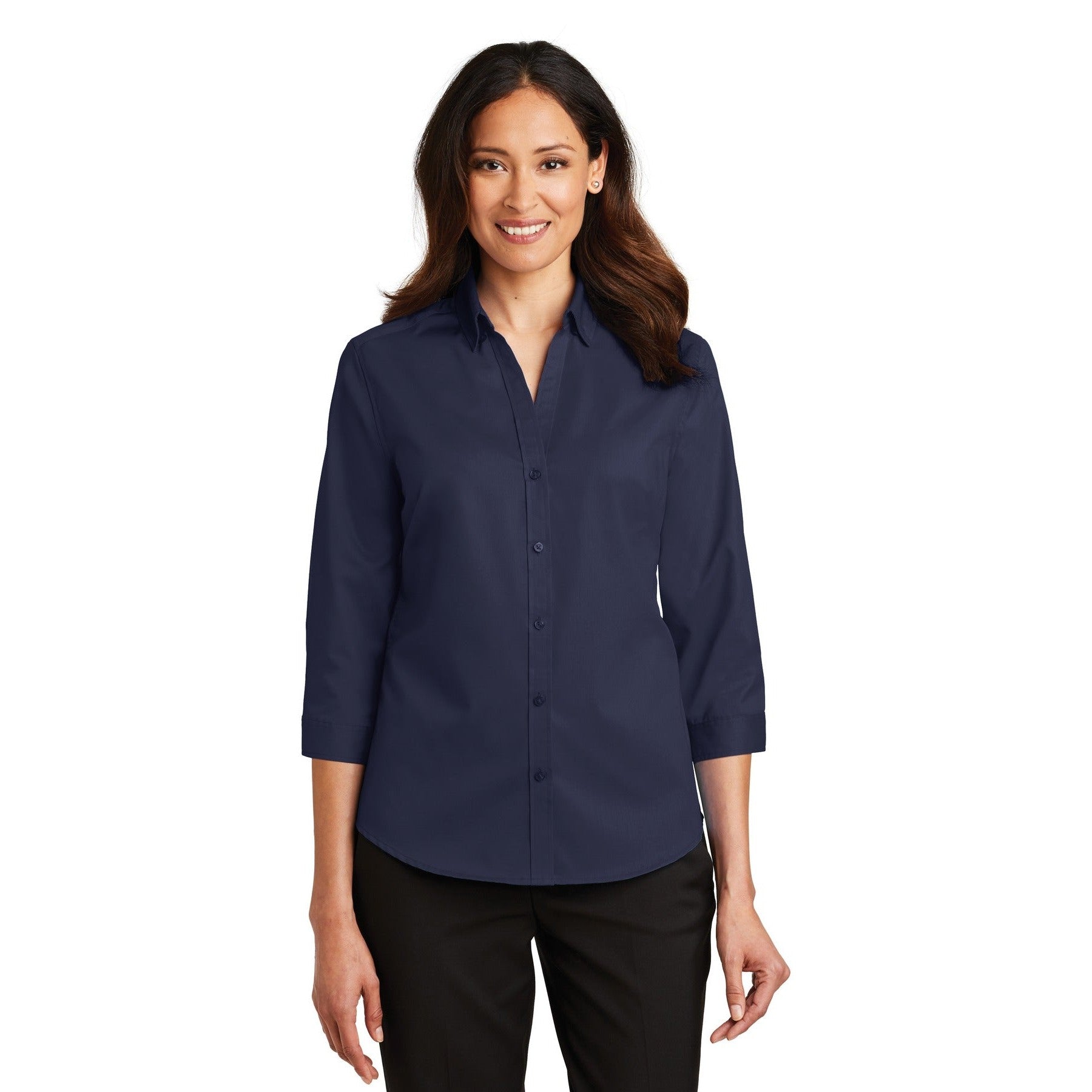 Port Authority-Port Authority® Women's 3/4-Sleeve SuperPro™ Twill Shirt. L665-MedTech-6
