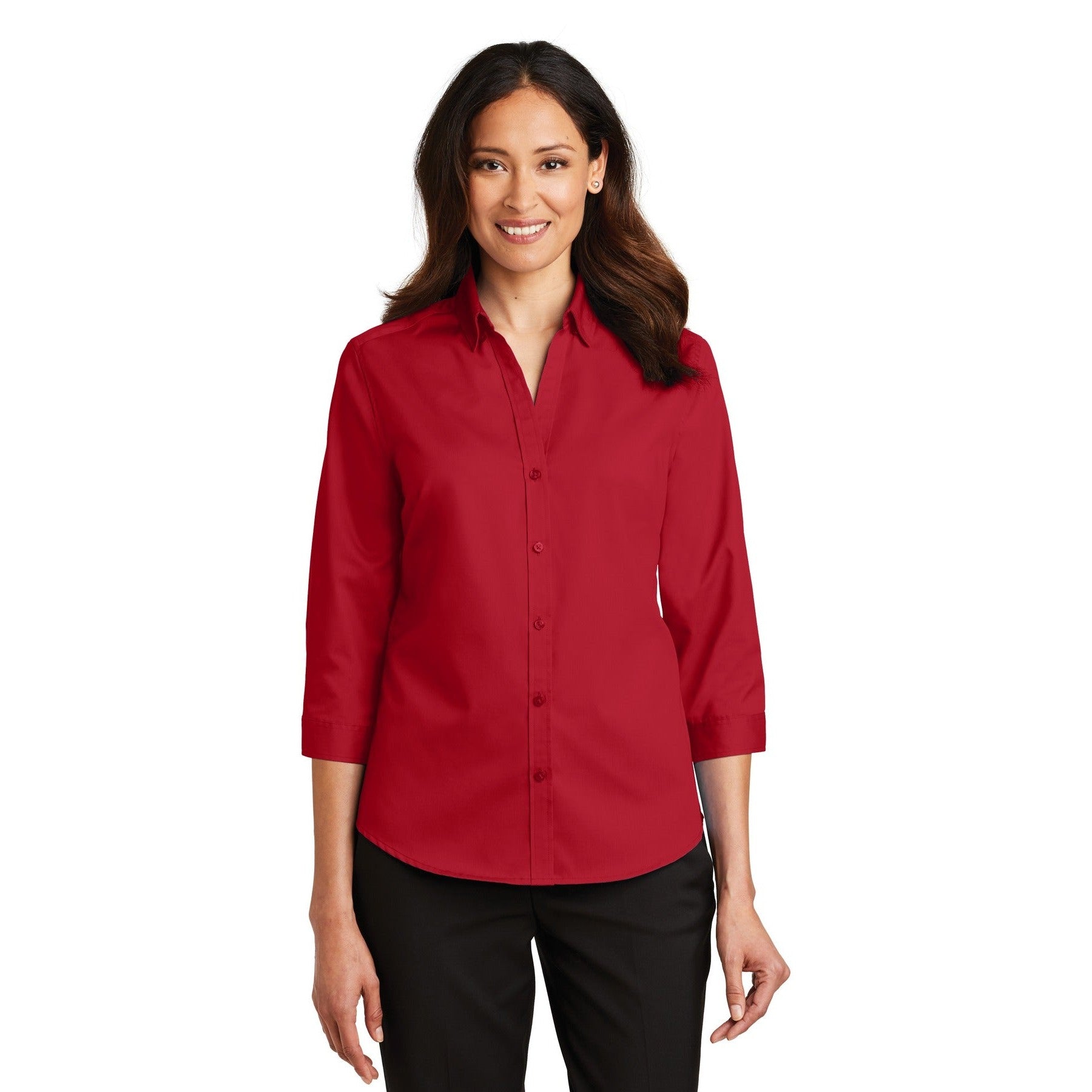 Port Authority-Port Authority® Women's 3/4-Sleeve SuperPro™ Twill Shirt. L665-MedTech-3