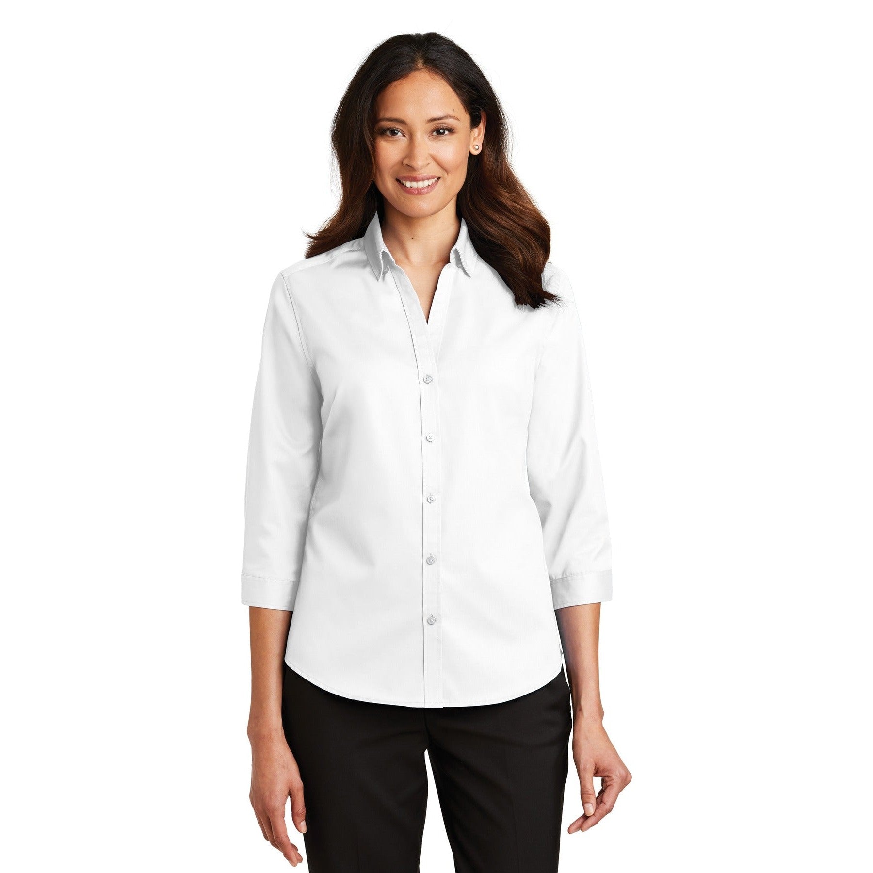 Port Authority-Port Authority® Women's 3/4-Sleeve SuperPro™ Twill Shirt. L665-MedTech-8