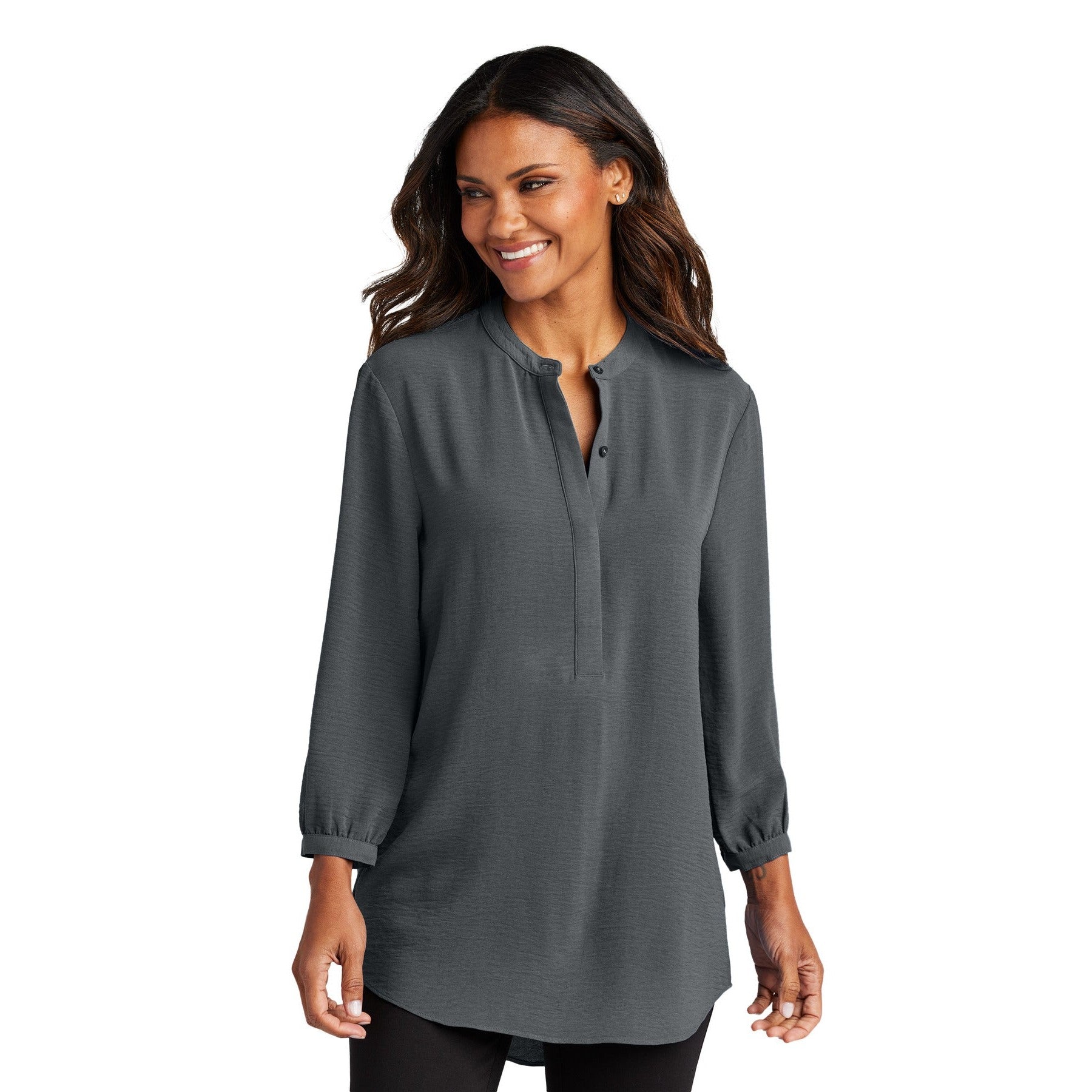 Port Authority-Port Authority® Women's 3/4-Sleeve Textured Crepe Tunic LW713-MedTech-3