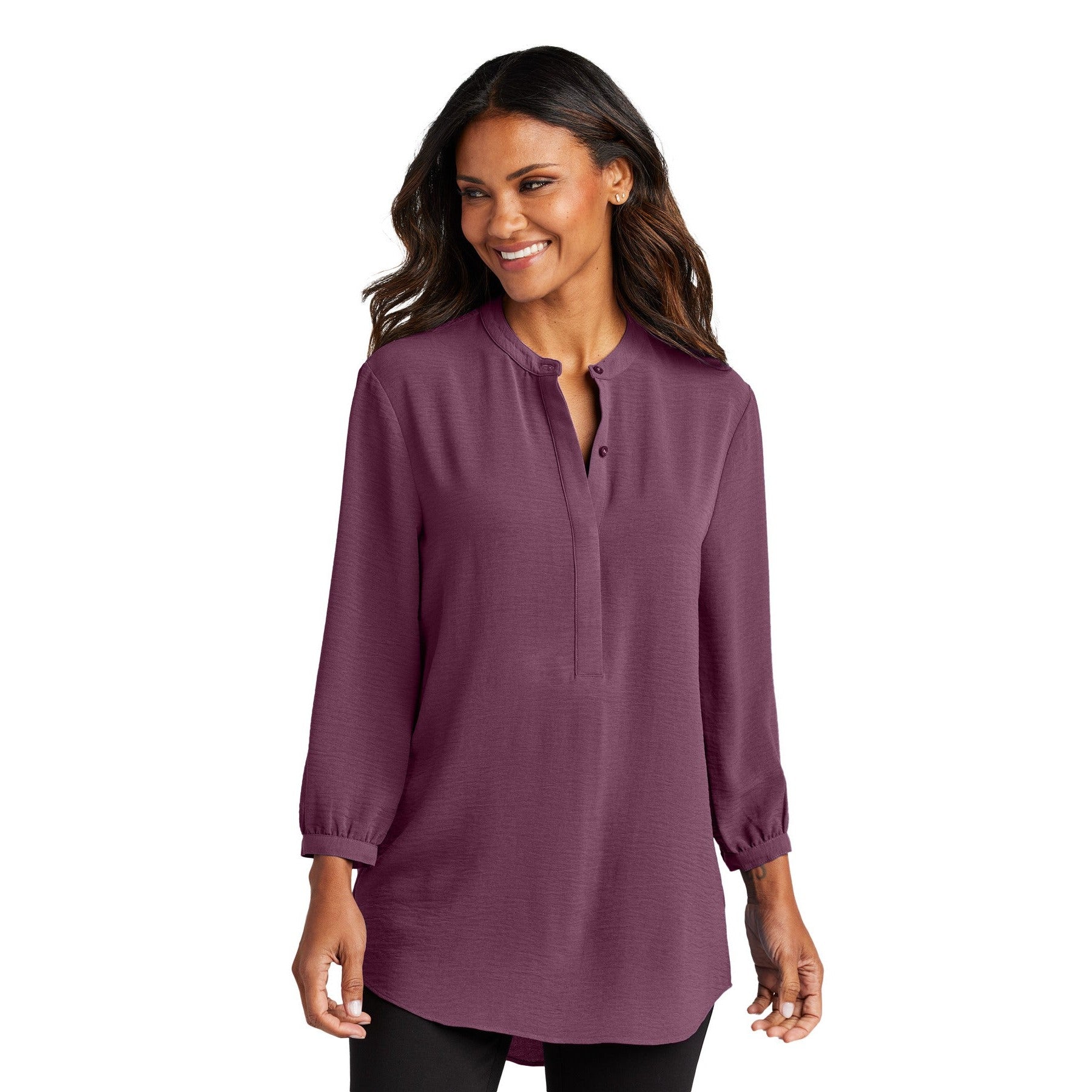 Port Authority-Port Authority® Women's 3/4-Sleeve Textured Crepe Tunic LW713-MedTech-4