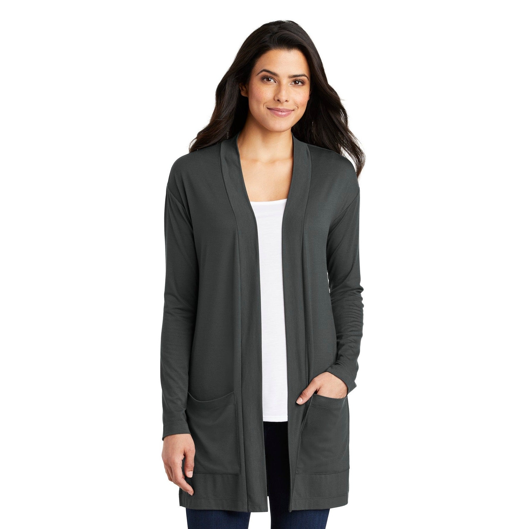 Port Authority-Port Authority ® Women's Concept Long Pocket Cardigan . LK5434-MedTech-2