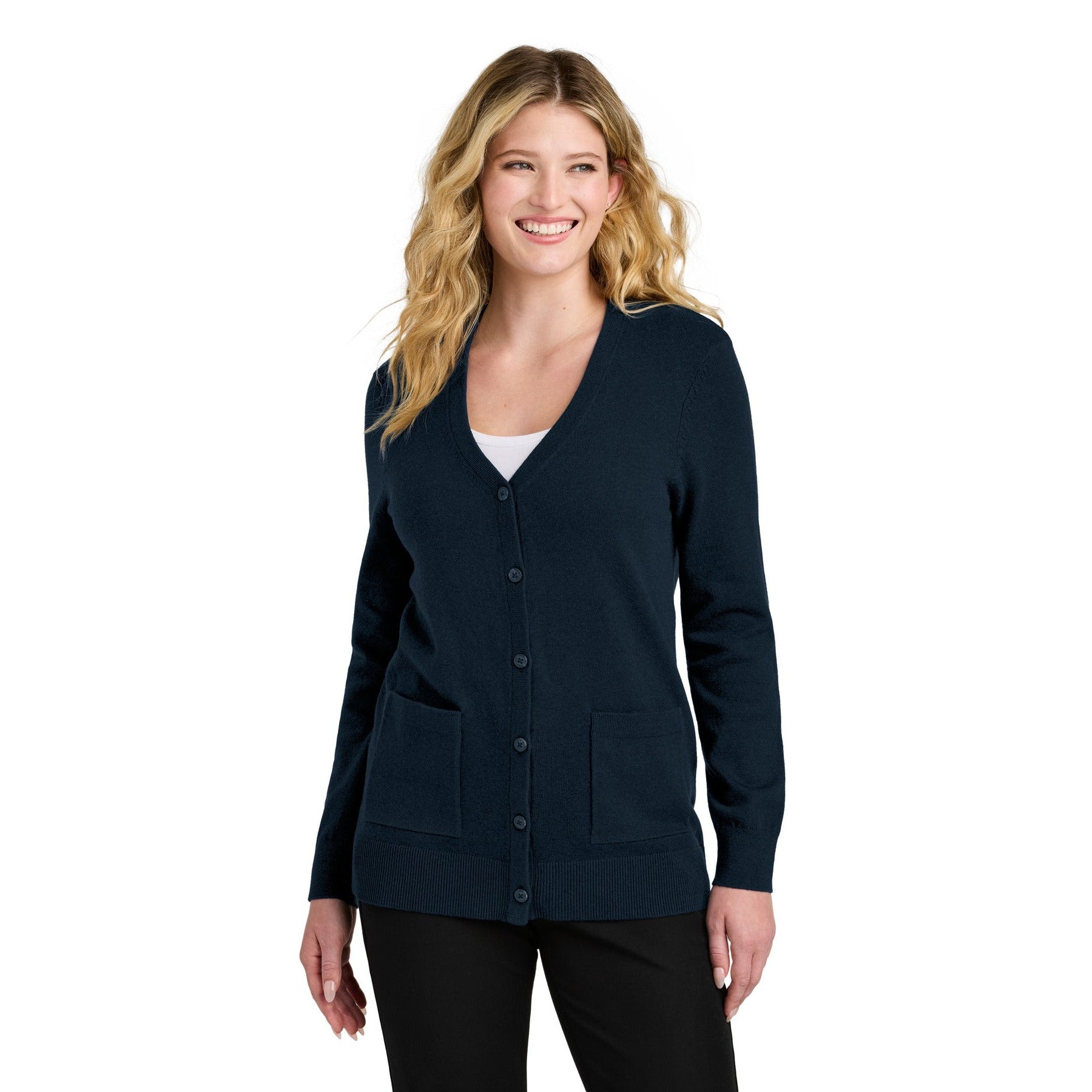 Port Authority-Port Authority® Women's Easy Care Button-Up Cardigan Sweater LSW4150-MedTech-3
