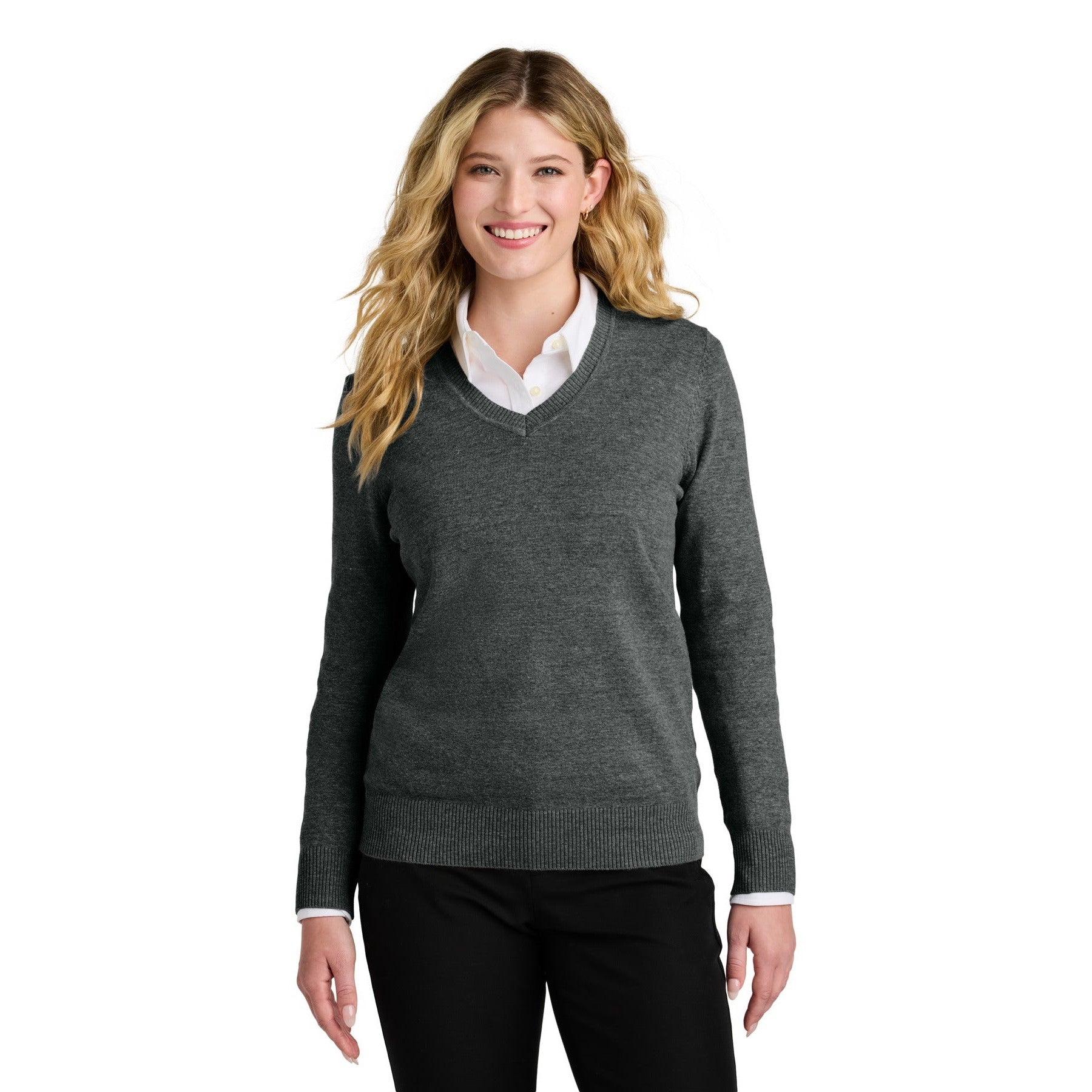 Port Authority-Port Authority® Women's Easy Care V-Neck Sweater LSW2850-MedTech-2