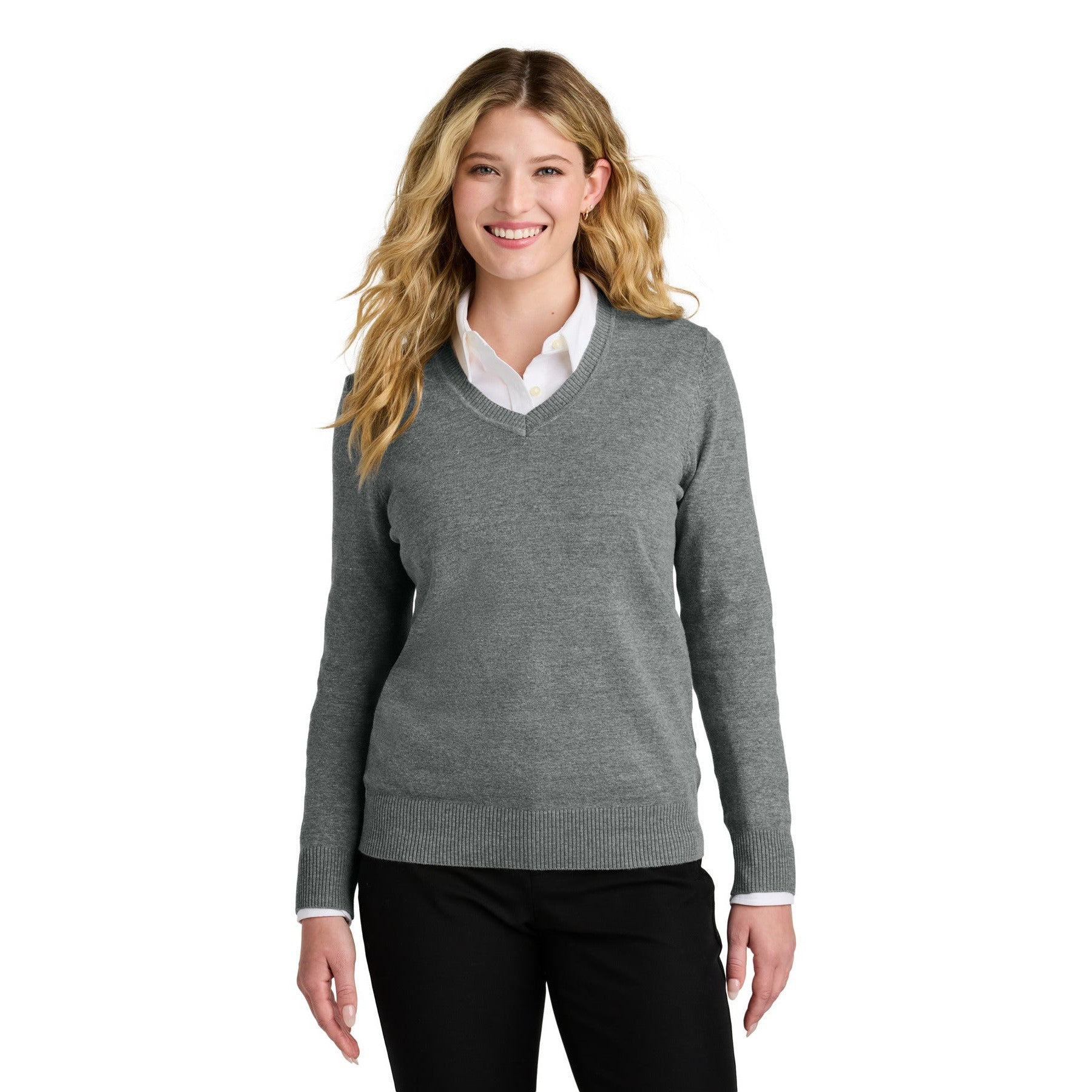 Port Authority-Port Authority® Women's Easy Care V-Neck Sweater LSW2850-MedTech-4