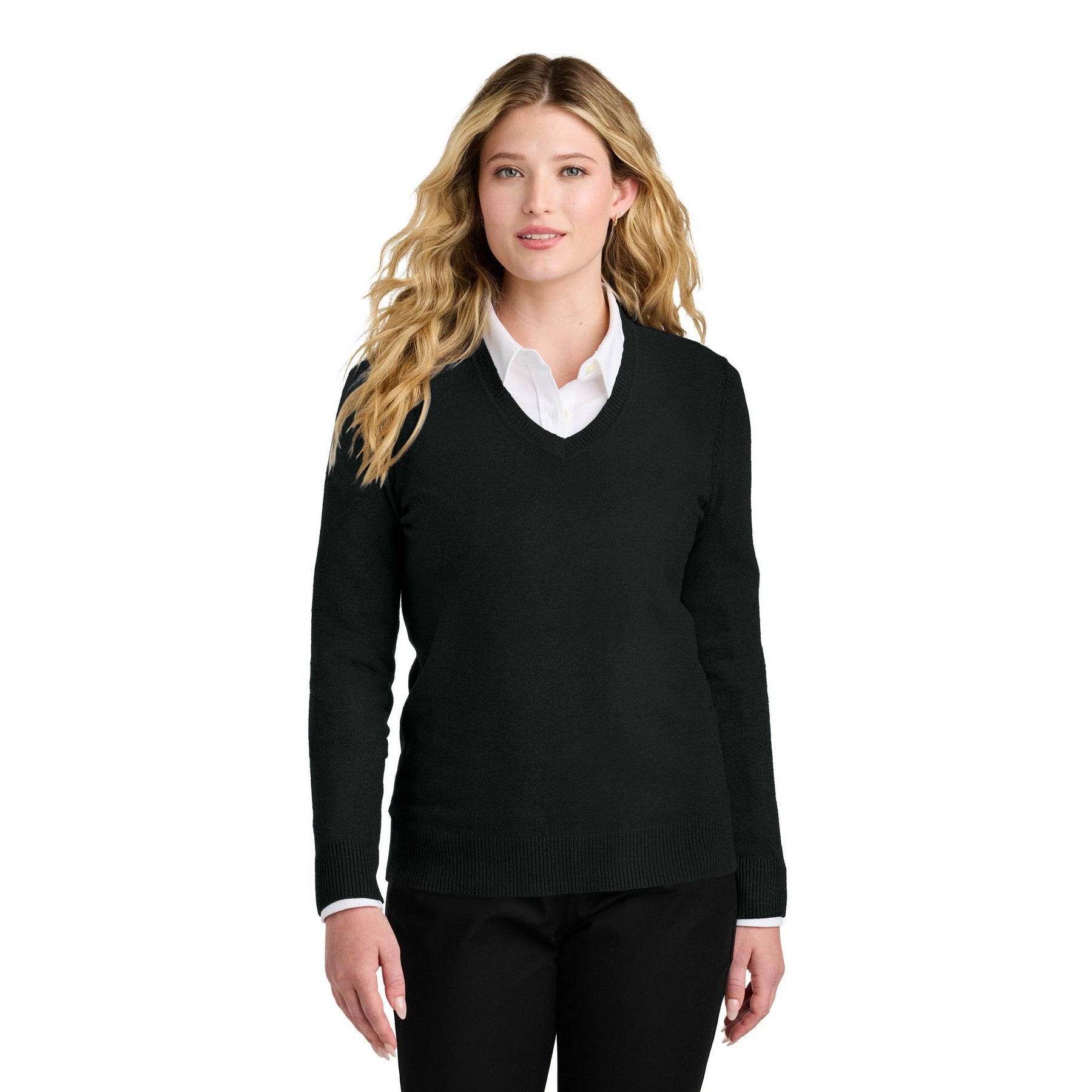 Port Authority-Port Authority® Women's Easy Care V-Neck Sweater LSW2850-MedTech-3