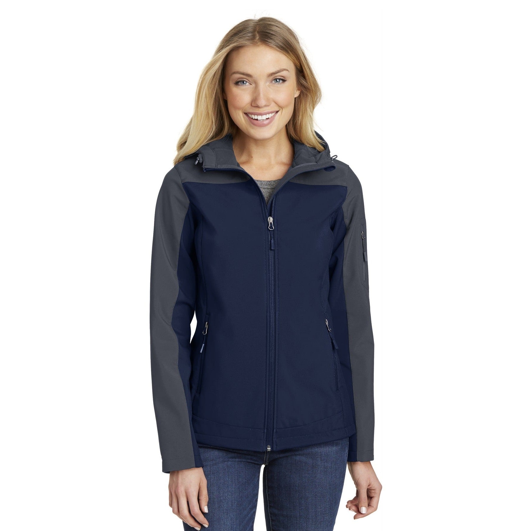 Port Authority-Port Authority® Women's Hooded Core Soft Shell Jacket. L335-MedTech-3