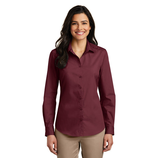 Port Authority-Port Authority® Women's Long Sleeve Carefree Poplin Shirt. LW100-MedTech-1