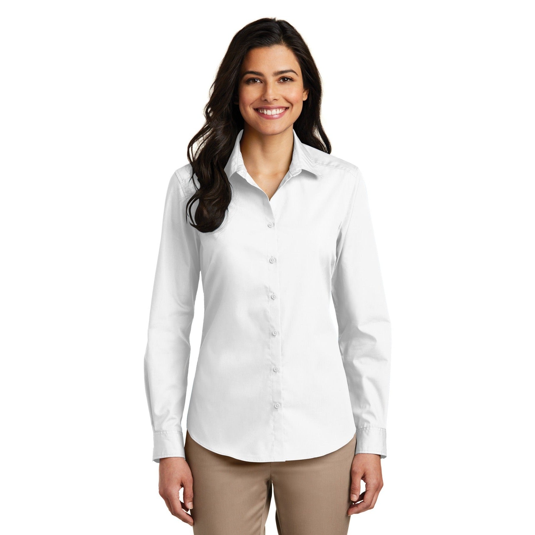 Port Authority-Port Authority® Women's Long Sleeve Carefree Poplin Shirt. LW100-MedTech-9