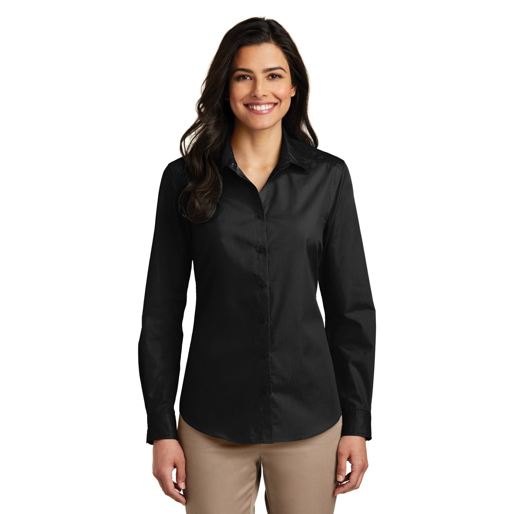 Port Authority-Port Authority® Women's Long Sleeve Carefree Poplin Shirt. LW100-MedTech-3
