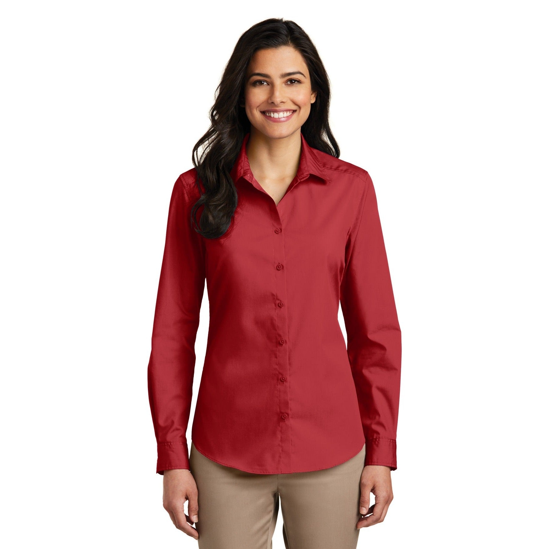 Port Authority-Port Authority® Women's Long Sleeve Carefree Poplin Shirt. LW100-MedTech-6