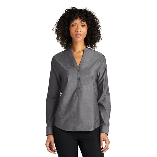 Port Authority-Port Authority® Women's Long Sleeve Chambray Easy Care Shirt LW382-MedTech-1