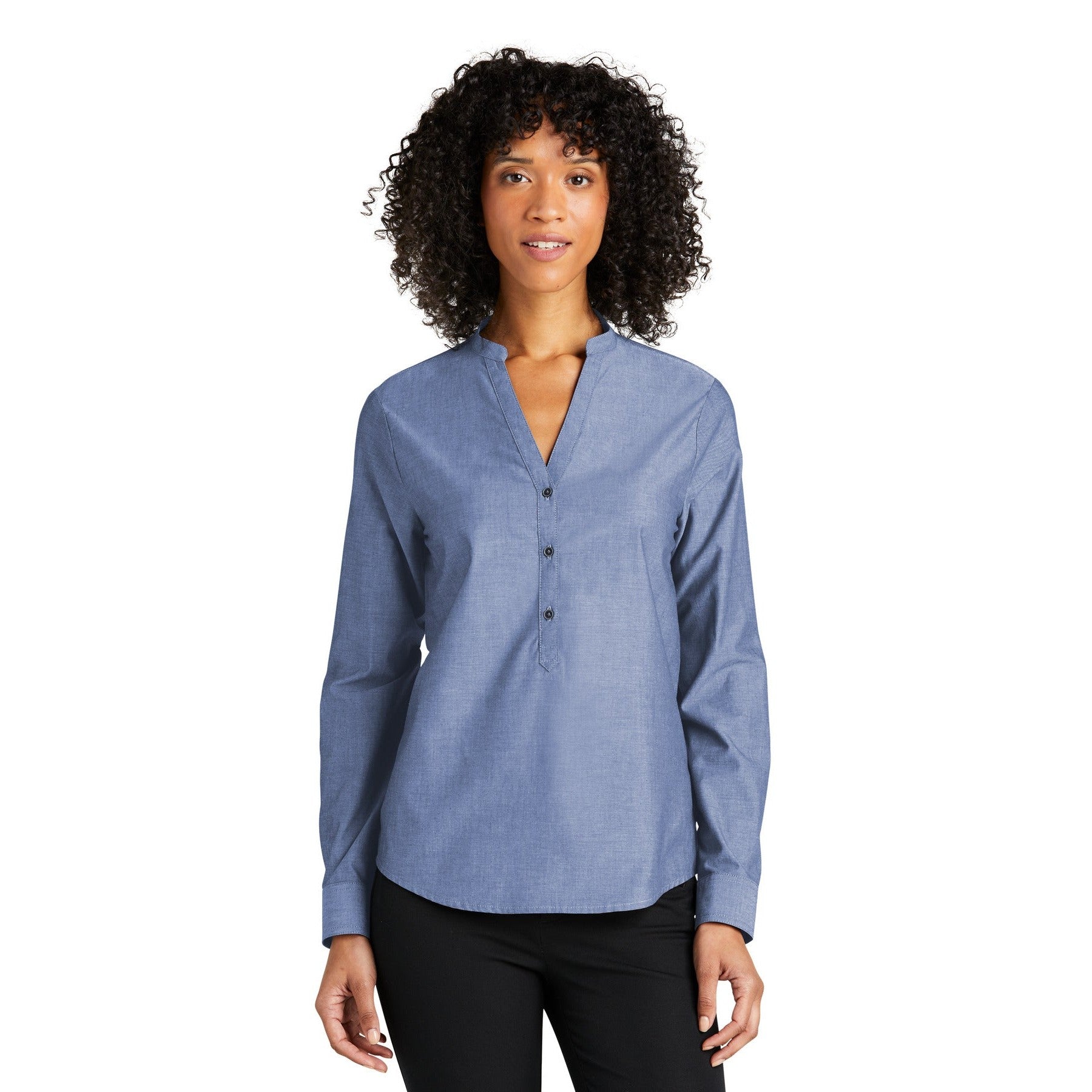 Port Authority-Port Authority® Women's Long Sleeve Chambray Easy Care Shirt LW382-MedTech-3