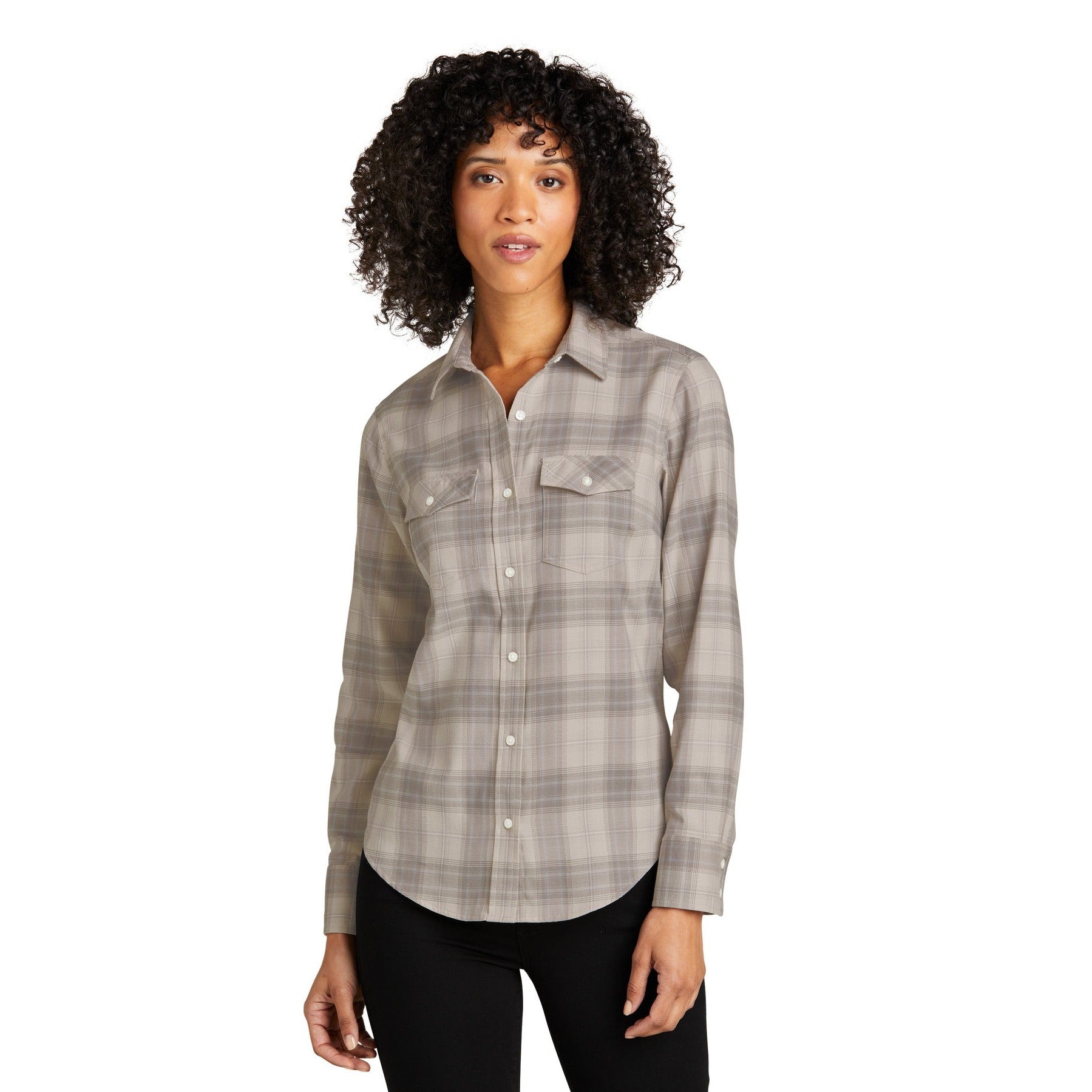 Port Authority-Port Authority® Women's Long Sleeve Ombre Plaid Shirt LW672-MedTech-2