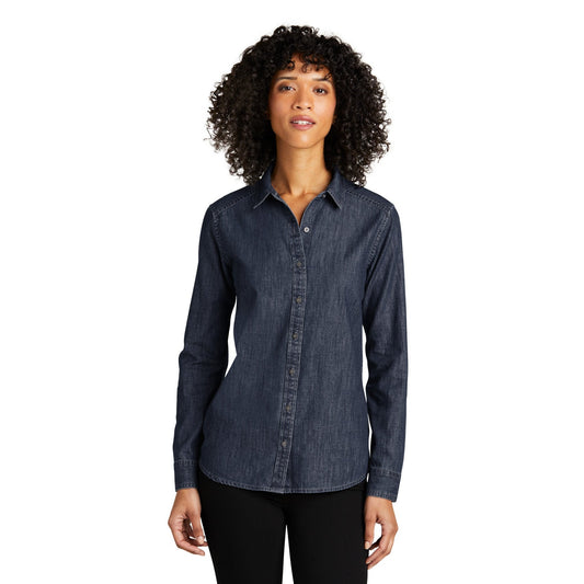Port Authority-Port Authority® Women's Long Sleeve Perfect Denim Shirt LW676-MedTech-1