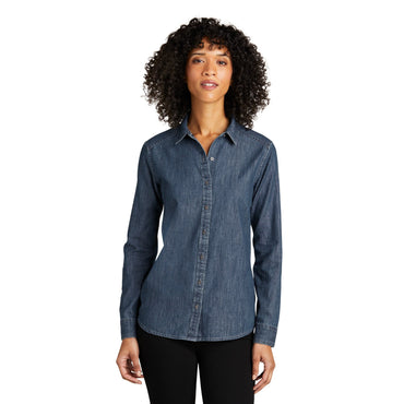 Port Authority-Port Authority® Women's Long Sleeve Perfect Denim Shirt LW676-MedTech-2