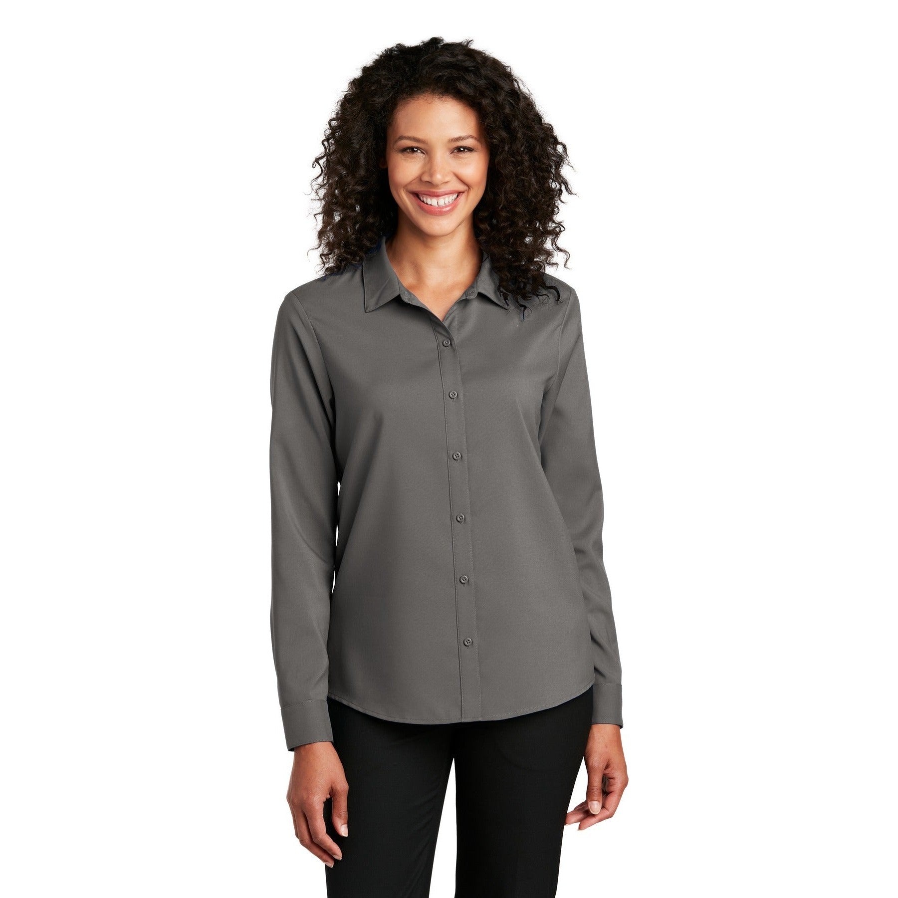 Port Authority-Port Authority® Women's Long Sleeve Performance Staff Shirt LW401-MedTech-3