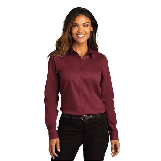 Port Authority-Port Authority® Women's Long Sleeve SuperPro React™Twill Shirt. LW808-MedTech-1