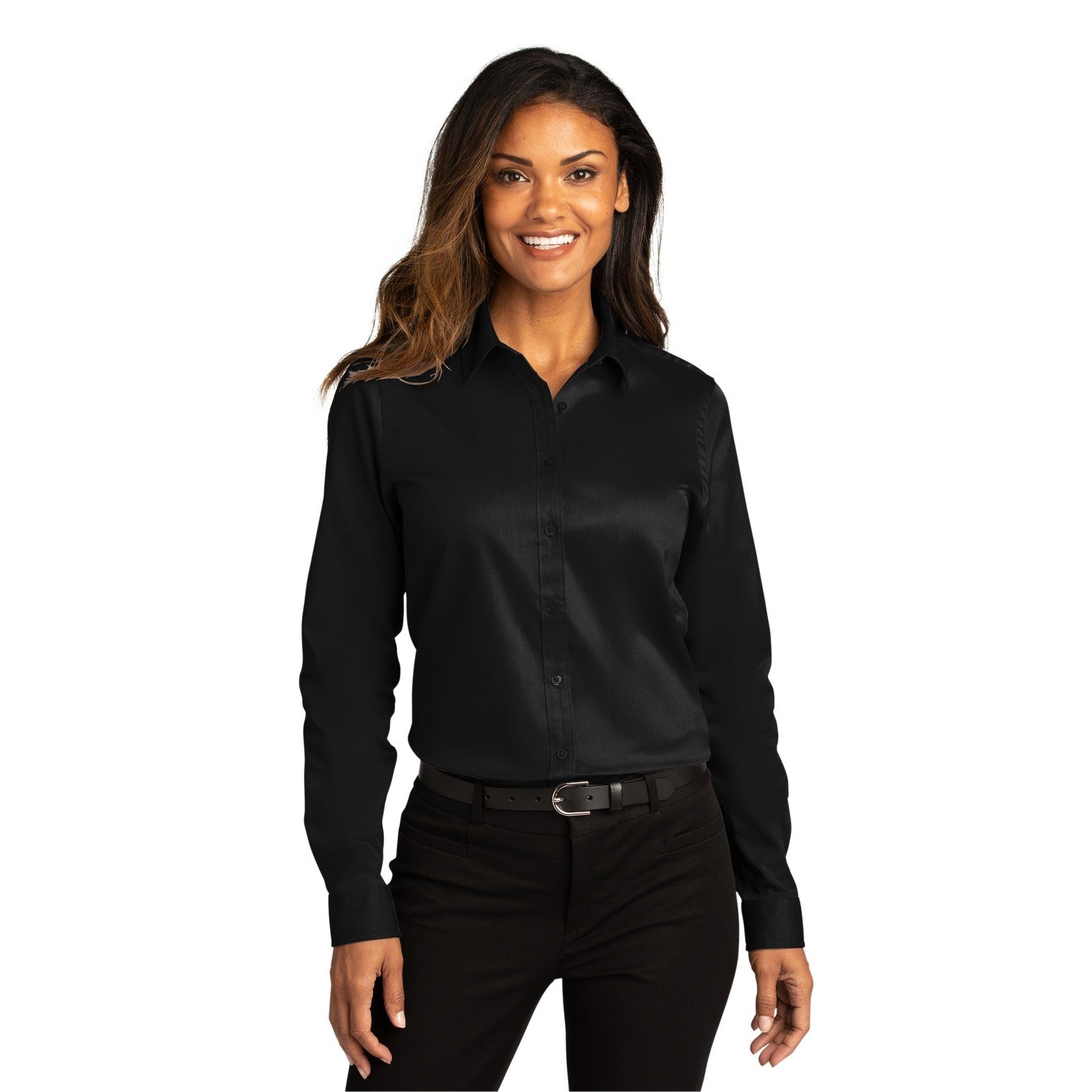 Port Authority-Port Authority® Women's Long Sleeve SuperPro React™Twill Shirt. LW808-MedTech-4