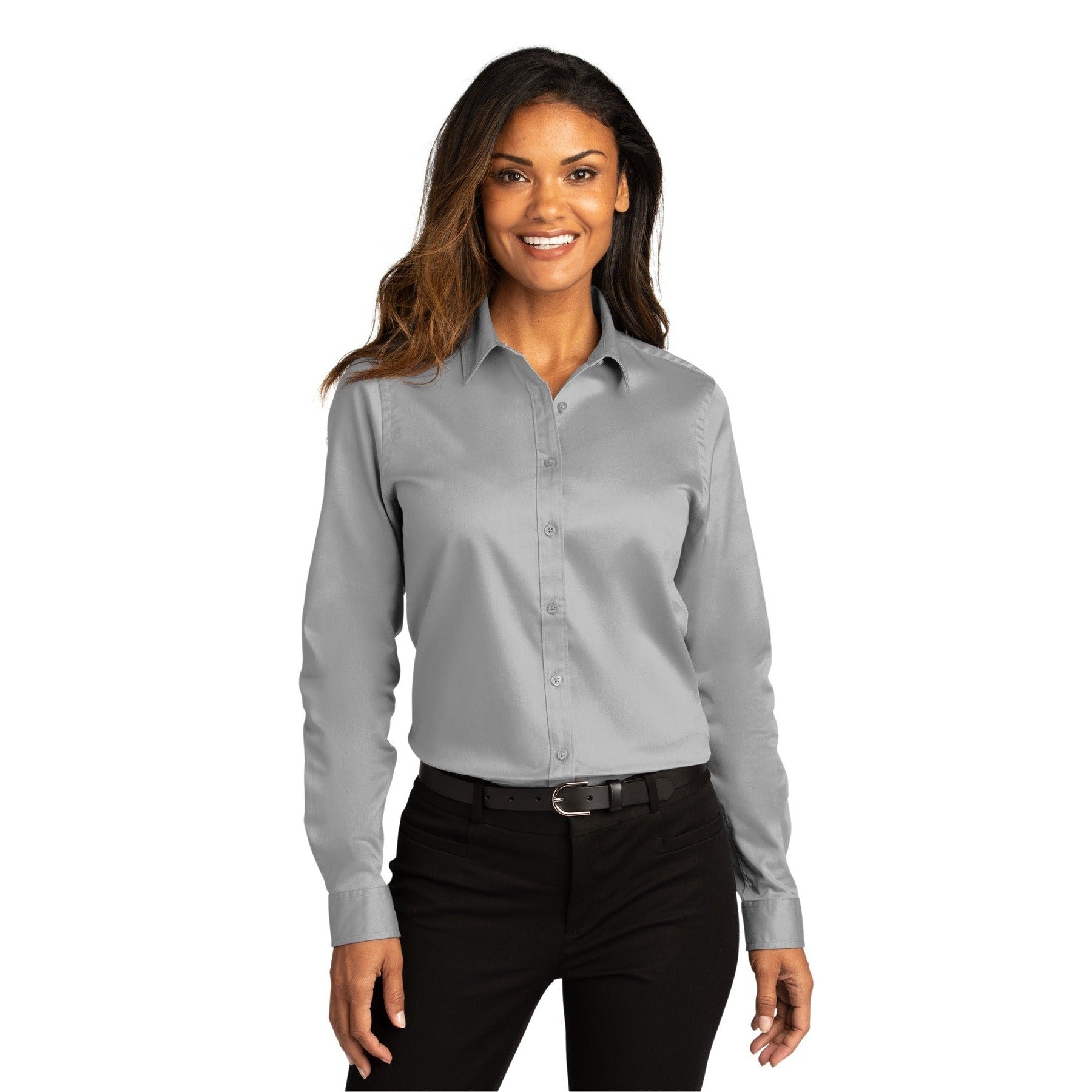 Port Authority-Port Authority® Women's Long Sleeve SuperPro React™Twill Shirt. LW808-MedTech-6