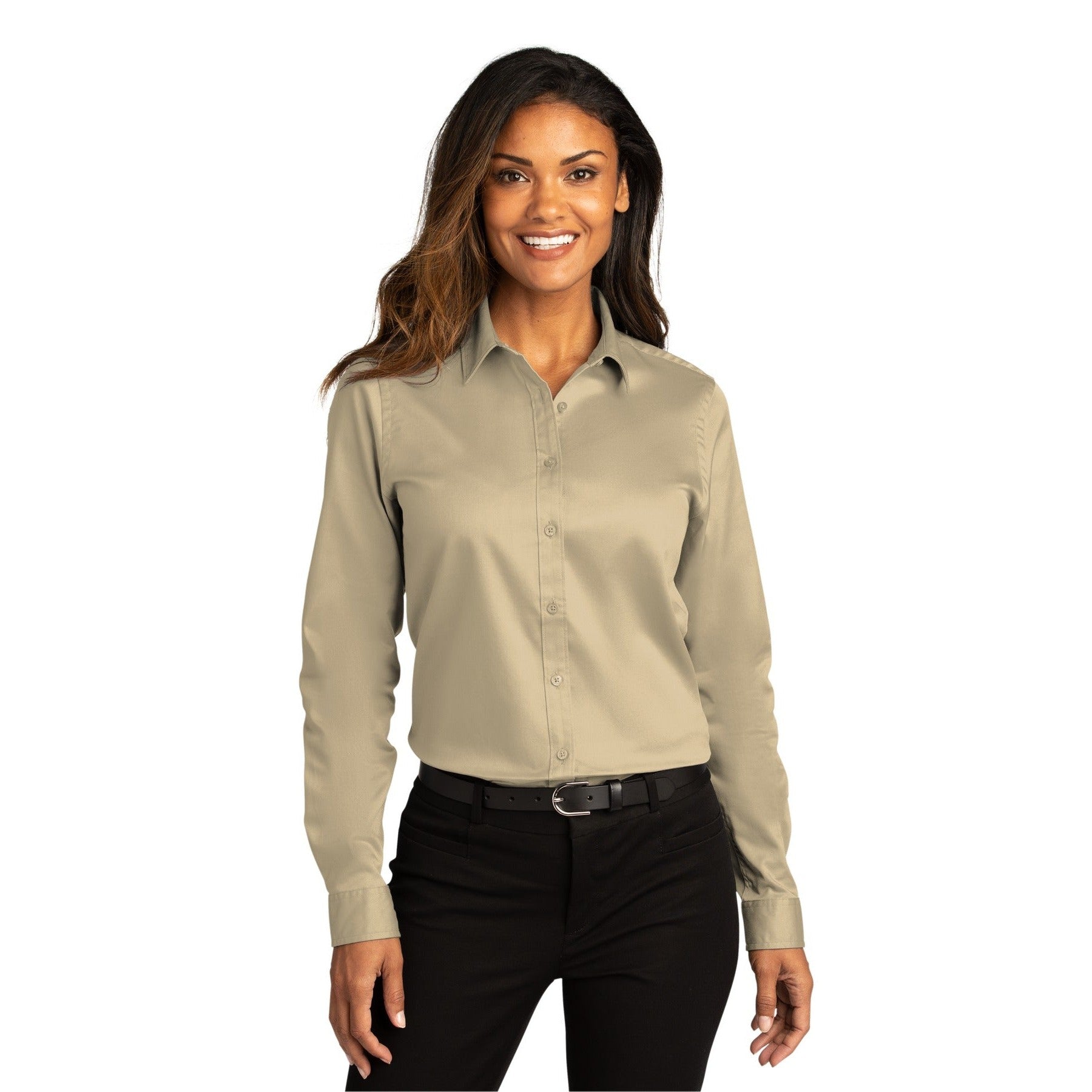 Port Authority-Port Authority® Women's Long Sleeve SuperPro React™Twill Shirt. LW808-MedTech-16