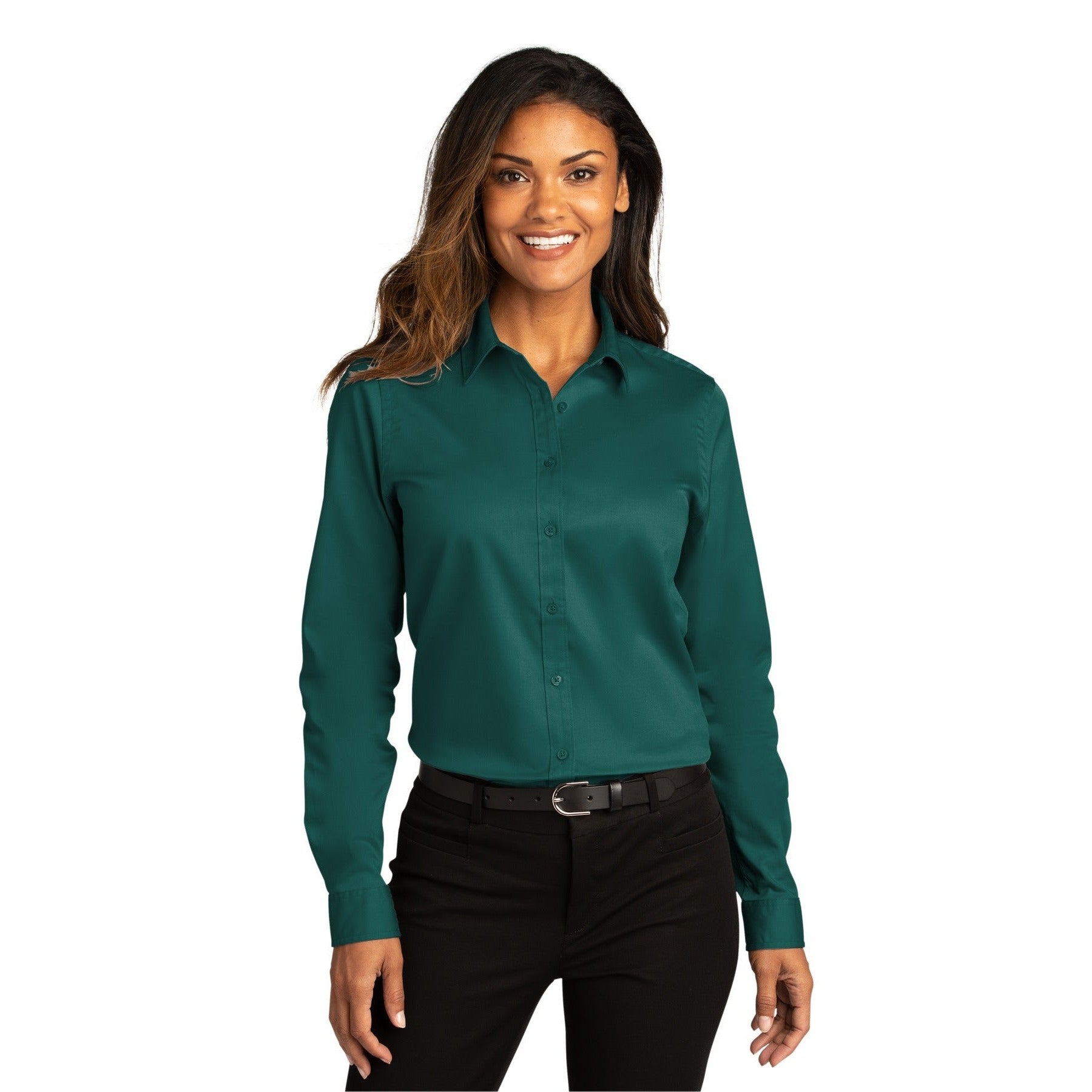 Port Authority-Port Authority® Women's Long Sleeve SuperPro React™Twill Shirt. LW808-MedTech-7