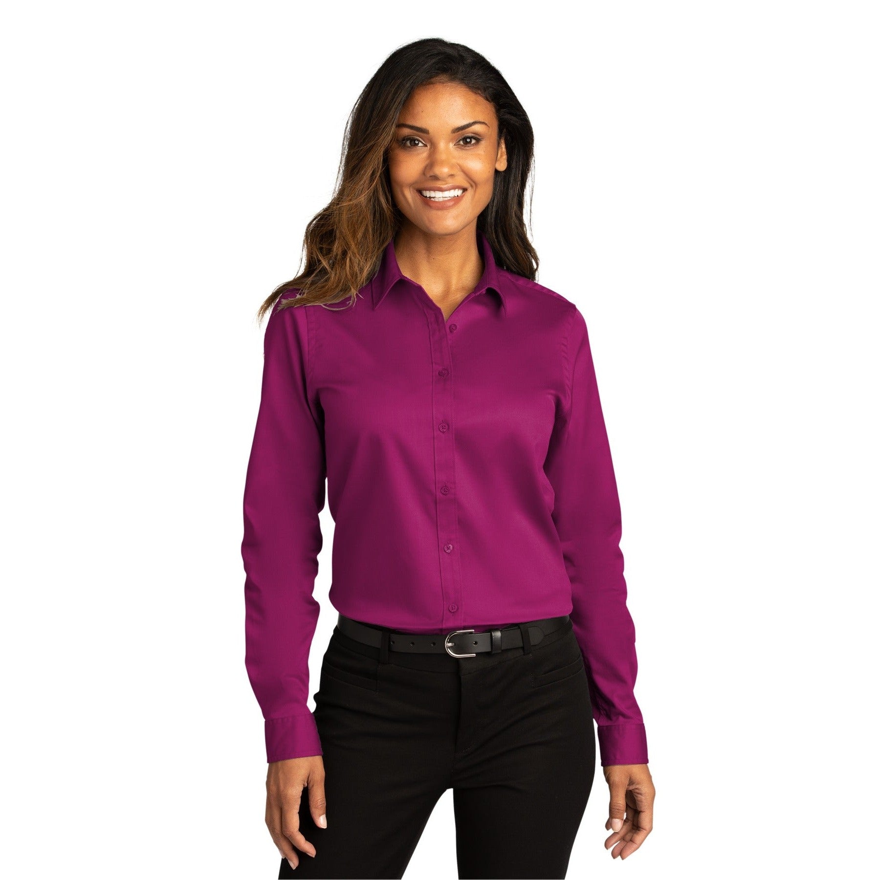 Port Authority-Port Authority® Women's Long Sleeve SuperPro React™Twill Shirt. LW808-MedTech-18