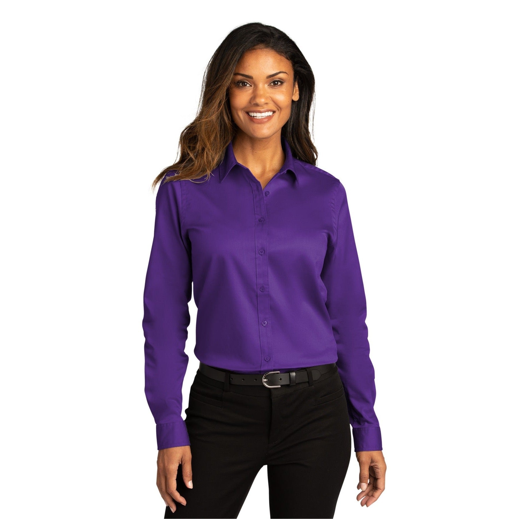 Port Authority-Port Authority® Women's Long Sleeve SuperPro React™Twill Shirt. LW808-MedTech-8