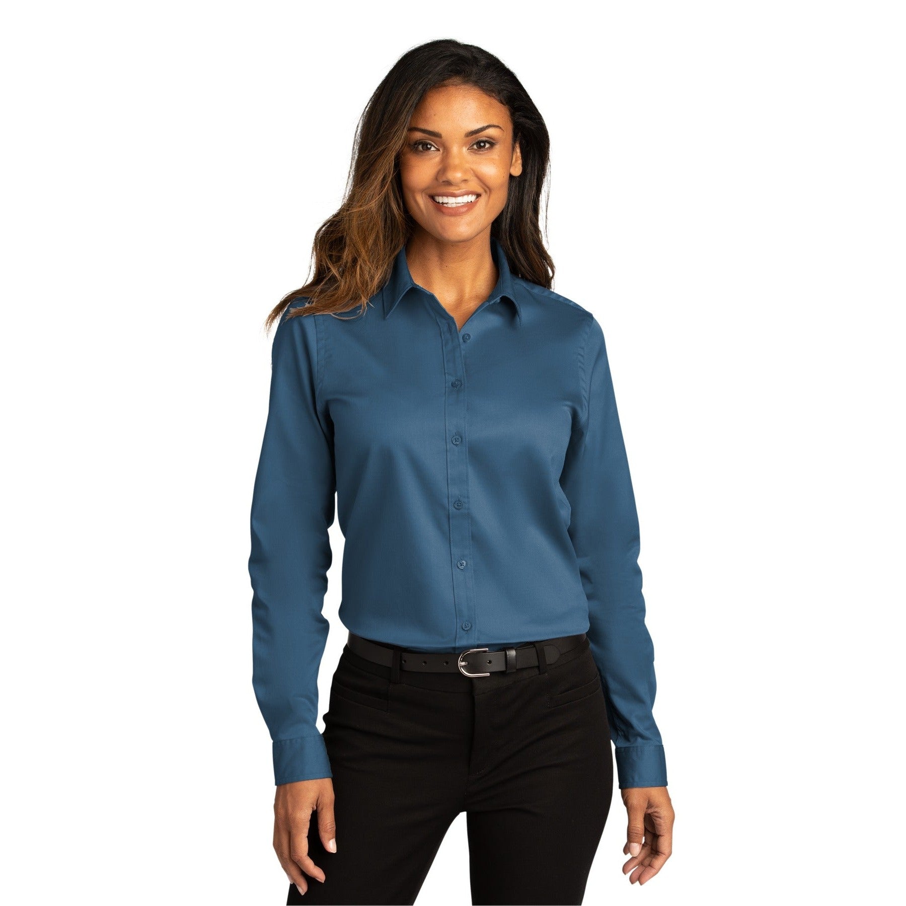 Port Authority-Port Authority® Women's Long Sleeve SuperPro React™Twill Shirt. LW808-MedTech-9