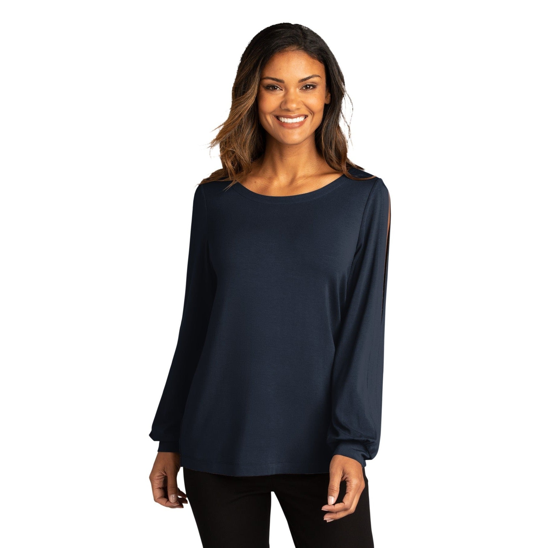 Port Authority-Port Authority ® Women's Luxe Knit Jewel Neck Top. LK5600-MedTech-2