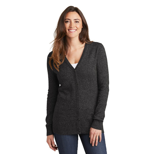 Port Authority-Port Authority ® Women's Marled Cardigan Sweater. LSW415-MedTech-1