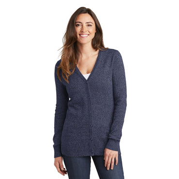Port Authority-Port Authority ® Women's Marled Cardigan Sweater. LSW415-MedTech-2