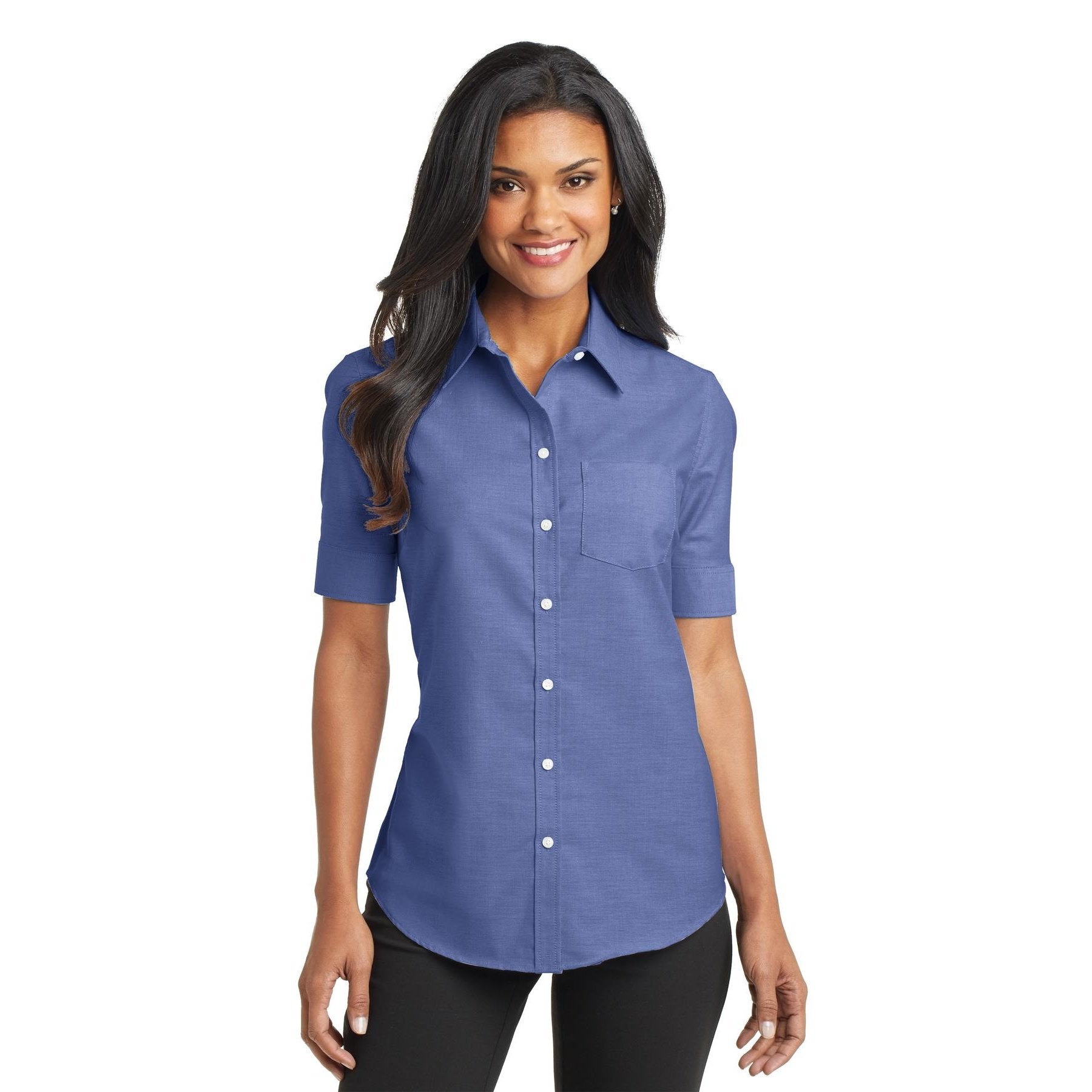 Port Authority-Port Authority® Women's Short Sleeve SuperPro™ Oxford Shirt. L659-MedTech-2