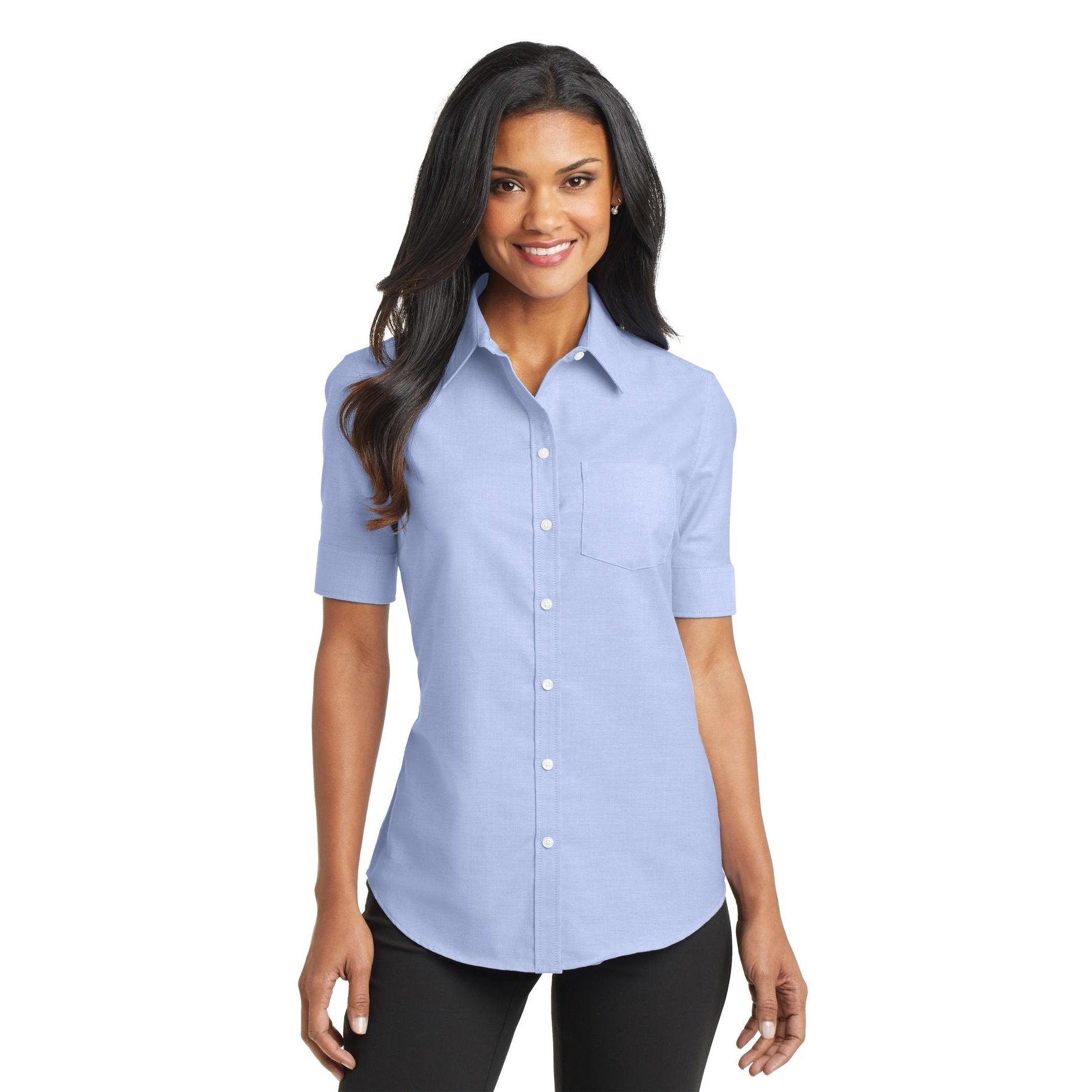 Port Authority-Port Authority® Women's Short Sleeve SuperPro™ Oxford Shirt. L659-MedTech-3