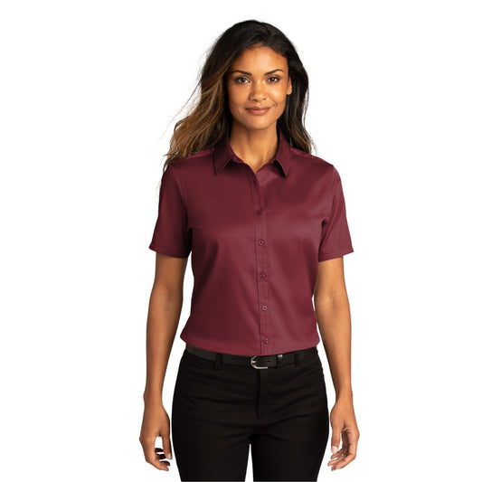 Port Authority-Port Authority® Women's Short Sleeve SuperPro React™Twill Shirt. LW809-MedTech-1